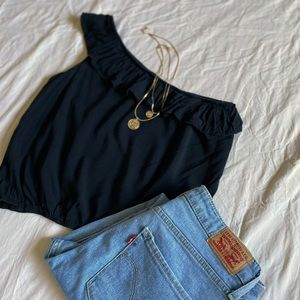 Wet Seal One Shoulder Ruffles Top